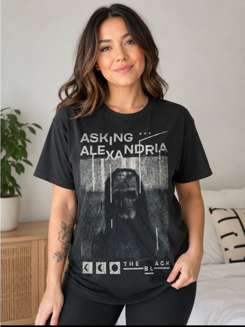 Asking Alexandria The Black Band T-Shirt Black Graphic Tee Men’s XL Metalcore